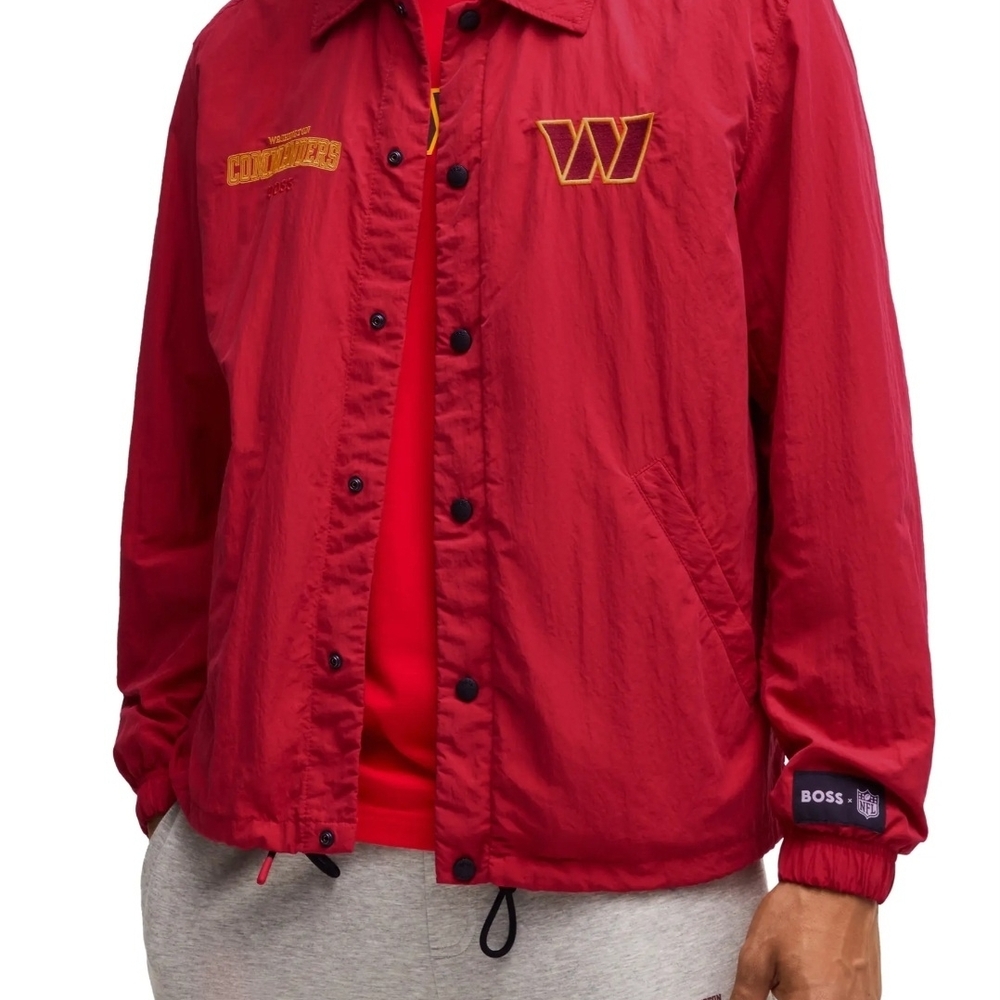 Boss Red Windbreaker Jacket with Yellow Embroidered Logos